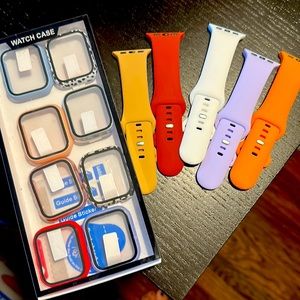 Iwatch 8 screen covers & 5 wrist bands bundle for 40mm. Various colors & styles